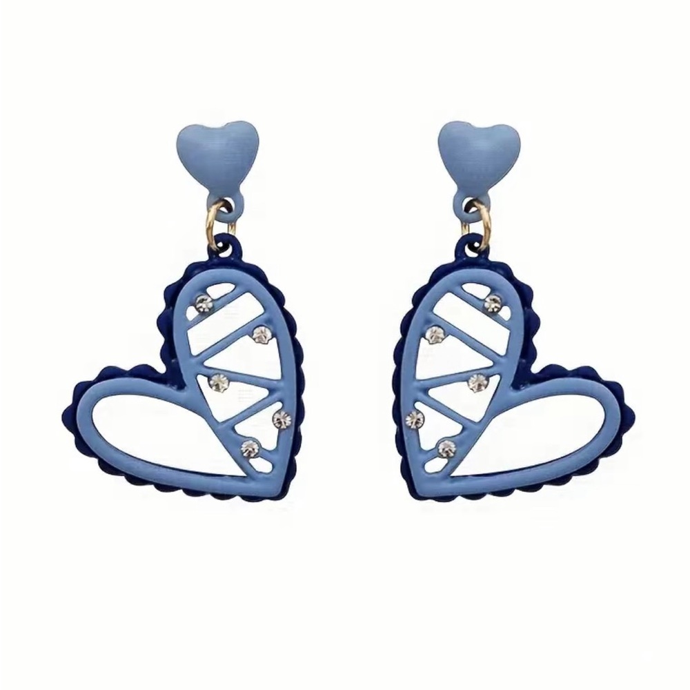 Korean Style Dangle Earrings in Blue